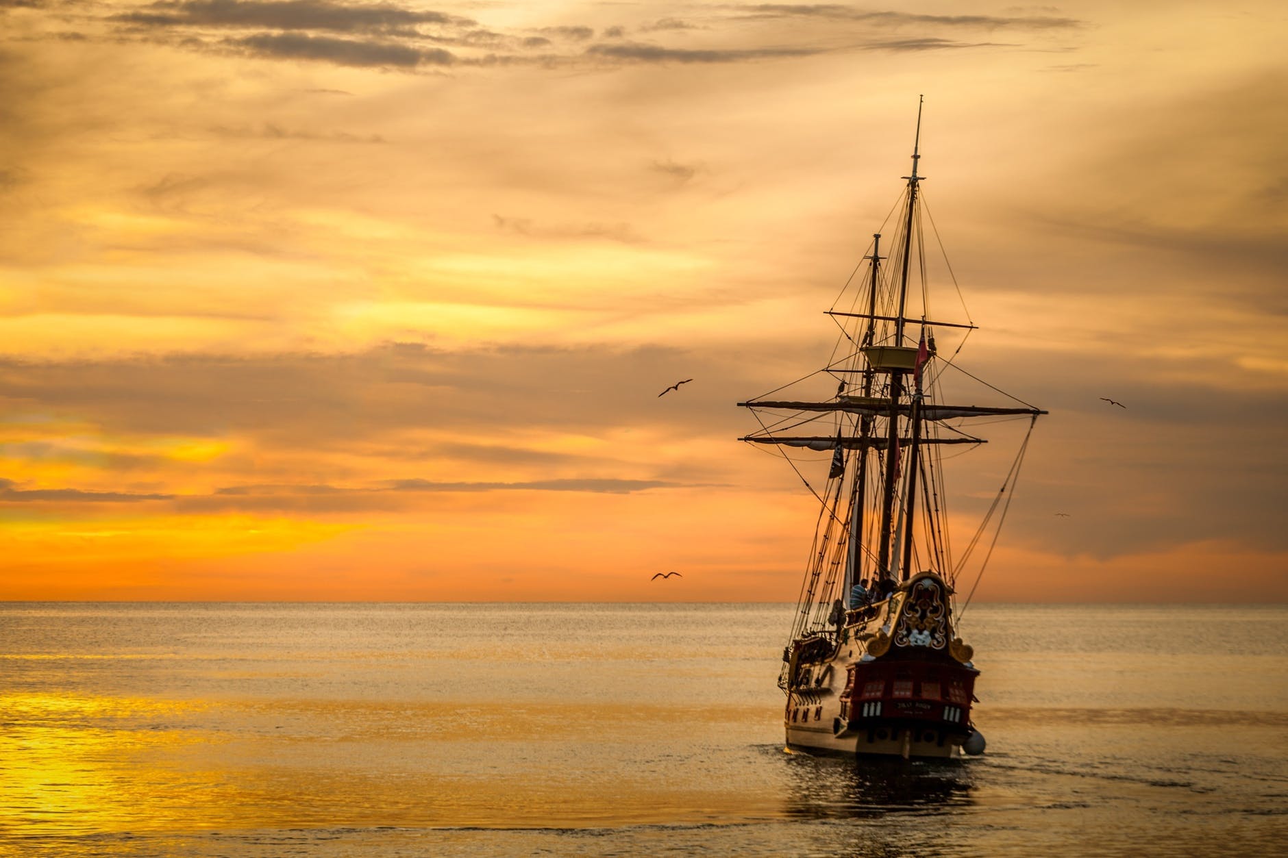 sunset ship boat sea