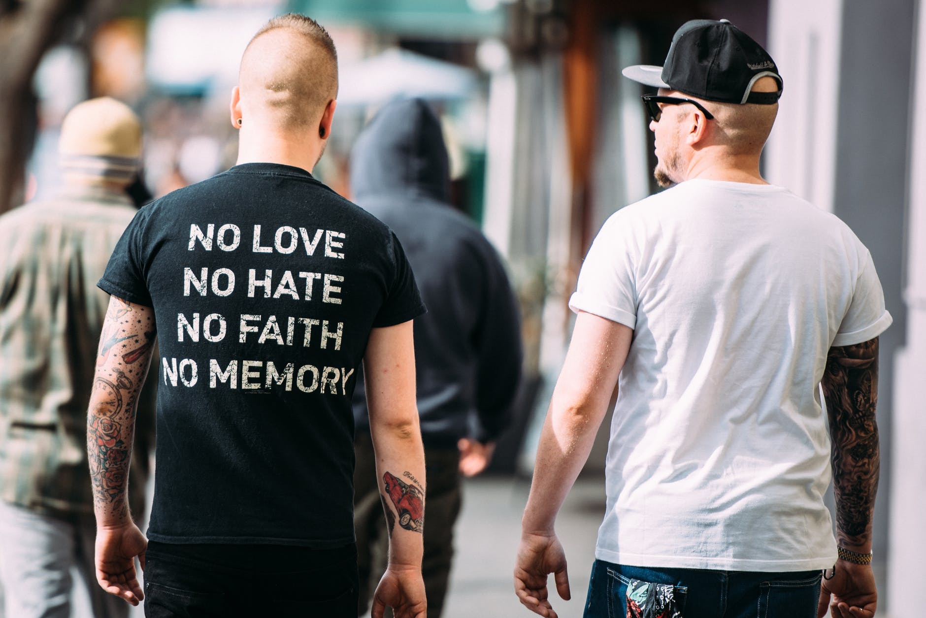 adult back view bald crowd