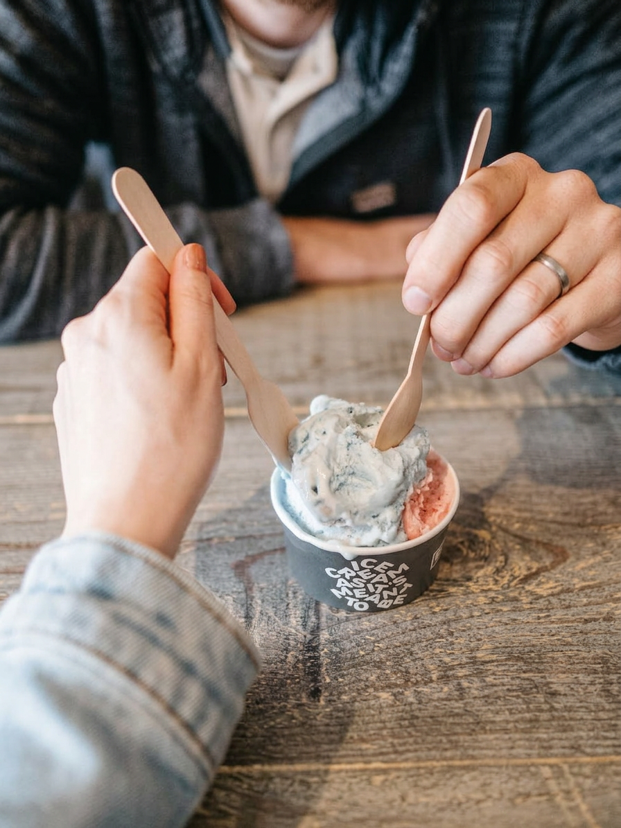 people eating ice cream together